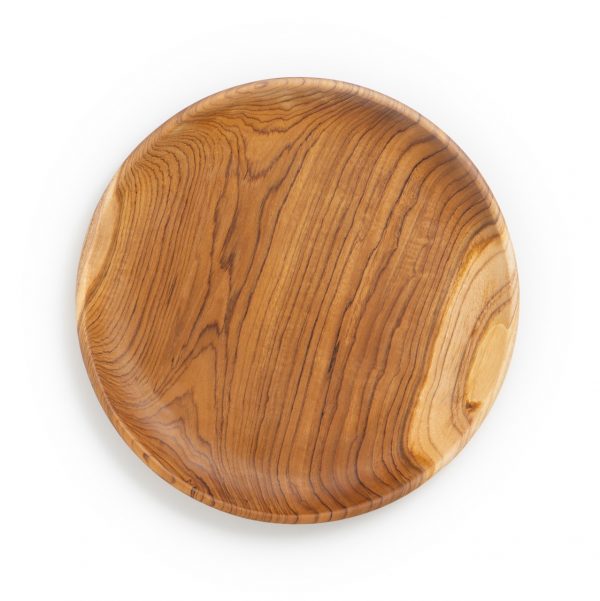 přírodní talíř z teakového dřeva velký