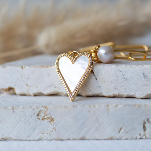 Pozlacený náhrdelník Srdce s perletí